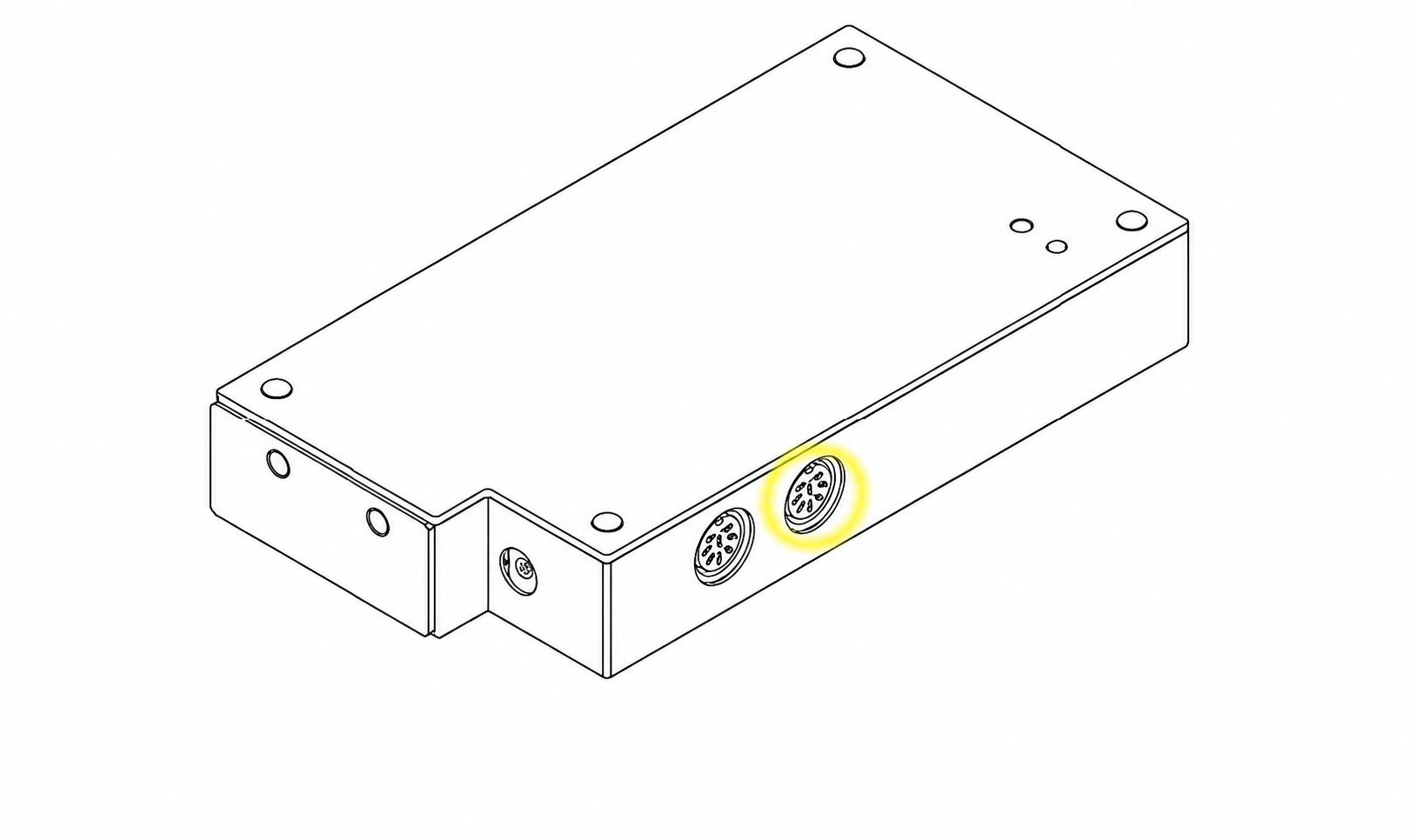 MEM-200 rear-panel drawing with the right-hand round Serial Port 4 highlighted in yellow